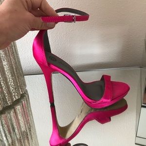 Pink statement strappy heels